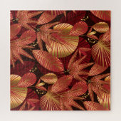 Goudrood, geometrisch tropisch patroon. legpuzzel (Horizontaal)