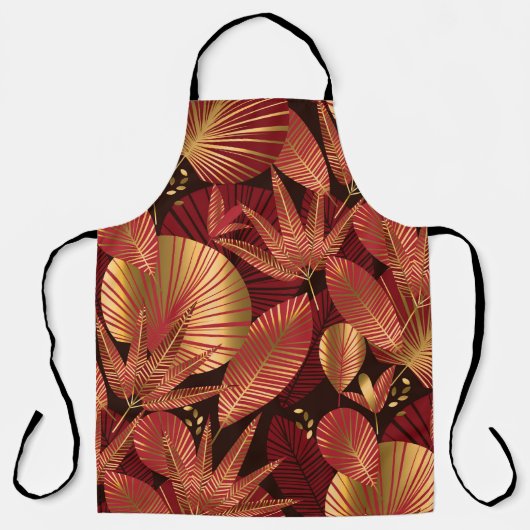 Goudrood, geometrisch tropisch patroon. schort (Voorkant)