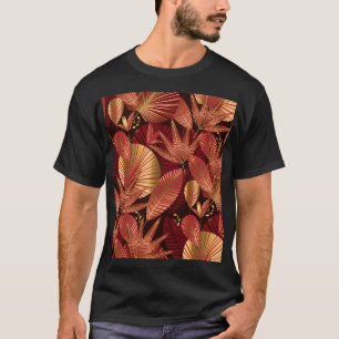 Goudrood, geometrisch tropisch patroon. t-shirt