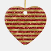 Goudrood Glitter Stripes Monogram Keramisch Ornament (Achterkant)