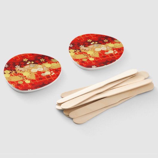 Goudrood Traditionele Japanse Bloemensakura Handwaaier (Niet-gemonteerd)