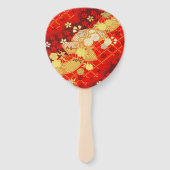 Goudrood Traditionele Japanse Bloemensakura Handwaaier (Achterkant)