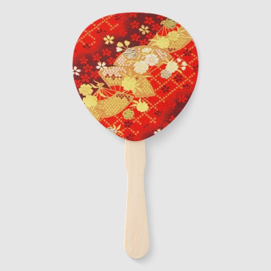 Goudrood Traditionele Japanse Bloemensakura Handwaaier (Achterkant)