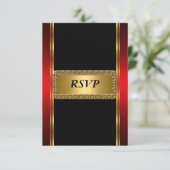 Goudrood Zwart Art Deco RSVP Kaartje (Staand voorkant)