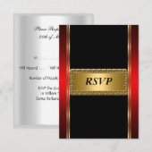 Goudrood Zwart Art Deco RSVP Kaartje (Voorkant / Achterkant)