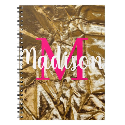 Goudroze aangepast monogram op maat notitieboek (Voorkant)
