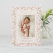 goudroze | baby geboorteaankondigingskaart kaart (Staand voorkant)