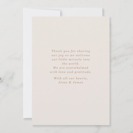 goudroze | baby geboorteaankondigingskaart kaart (Achterkant)