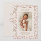 goudroze | baby geboorteaankondigingskaart kaart (Voorkant / Achterkant)