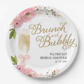 Goudroze bloemenbrunch en bubbelig Vrijgezellenfee Papieren Bordje (Voorkant)