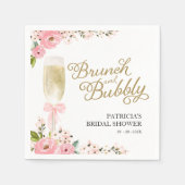 Goudroze bloemenbrunch en bubbelig Vrijgezellenfee Servet (Voorkant)