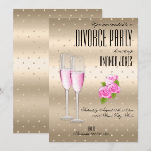 Goudroze bruine champagne kaart (Voorkant / Achterkant)