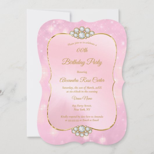  goudroze diamantfeest kaart (Voorkant)