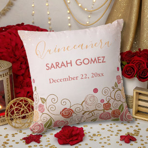 Goudroze elegante Quinceanera Kussen