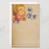 GOUDROZE ENGEL Antiek Bloemenperkament Briefpapier (Voorkant / Achterkant)