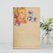 GOUDROZE ENGEL Antiek Bloemenperkament Briefpapier (Staand voorkant)