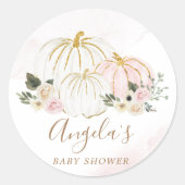 goudroze florale Baby shower Klasse Ronde Sticker (Voorkant)