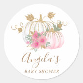 goudroze florale Baby shower Ronde Sticker (Voorkant)