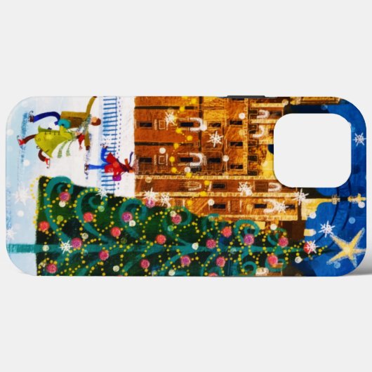 goudroze kerstwinter-ijsschaatsen Case-Mate iPhone case (Achterkant (horizontaal))