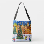 goudroze kerstwinter-ijsschaatsen crossbody tas (Achterkant)