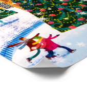 goudroze kerstwinter-ijsschaatsen poster (Hoek)