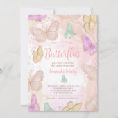 Goudroze Leven van vlinders vrijgezellenfeest Kaart (Voorkant)