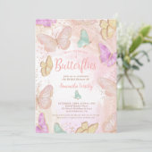 Goudroze Leven van vlinders vrijgezellenfeest Kaart (Staand voorkant)