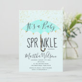 Goudroze paraplu-chic baby sprinkhaan kaart (Staand voorkant)