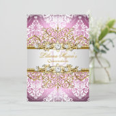goudroze Vintage Glamor Quinceanera Kaart (Staand voorkant)