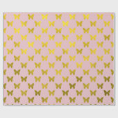 goudroze vlinder metallische vetolie cadeaupapier (Vlak)