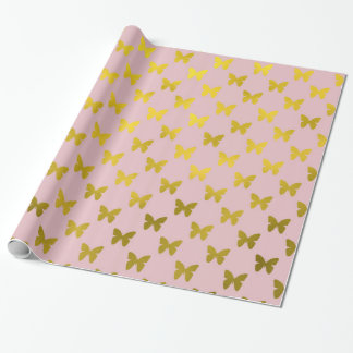 goudroze vlinder metallische vetolie cadeaupapier