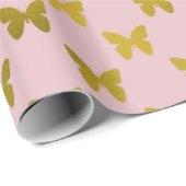 goudroze vlinder metallische vetolie cadeaupapier (Rol Hoek)