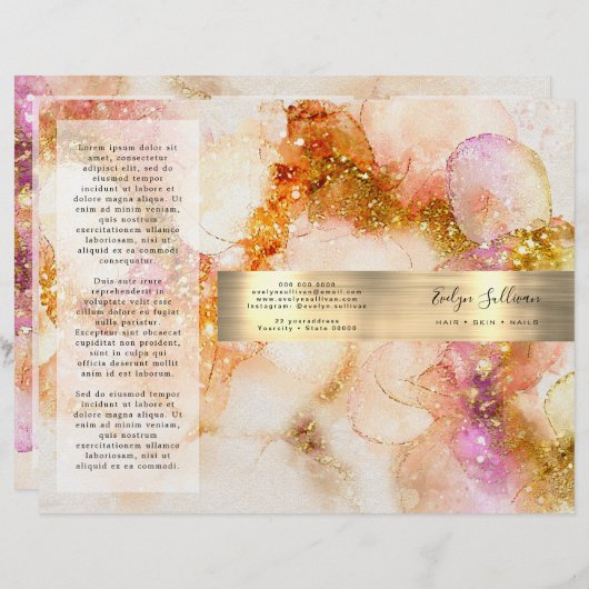 Goudroze waterverf Faux folie Brochure (Voorkant / Achterkant)