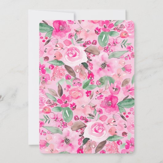 Goudroze waterverf met roze bloem 16 kaart (Achterkant)