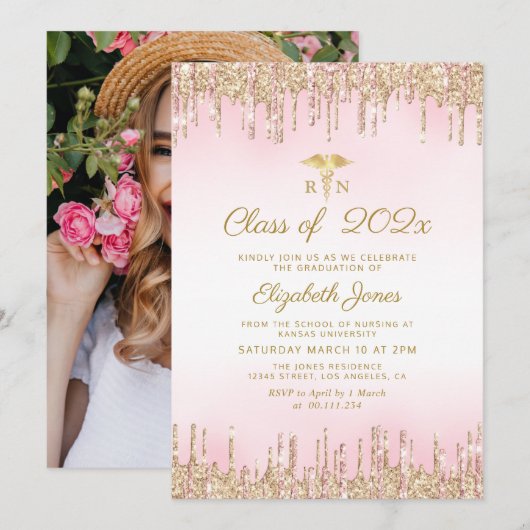 goudroze zolderingsfeest kaart (Voorkant / Achterkant)