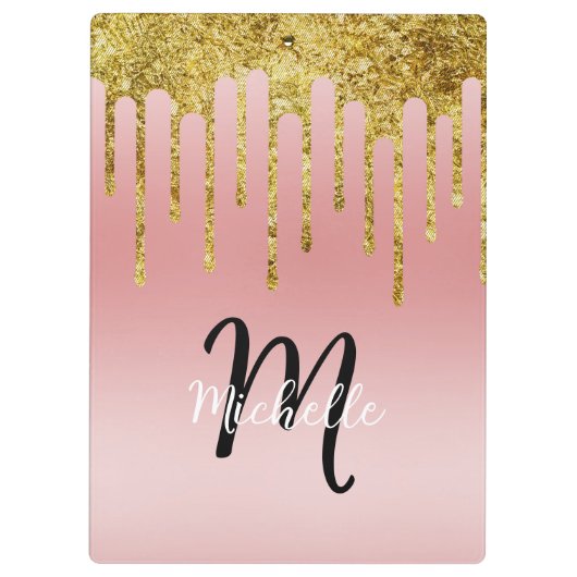 Goudroze zwarte druppelaar klembord (Achterkant)