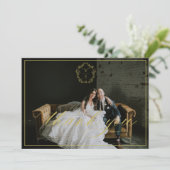 goudrust Monogram Weddenschap Foto Emerald Bedankkaart (Staand voorkant)