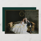  goudrust Monogram Weddenschap Foto Emerald Bedankkaart (Voorkant / Achterkant)