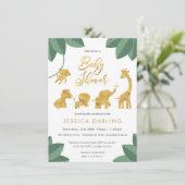 Goudsafari dierneutraal baby shower kaart (Staand voorkant)