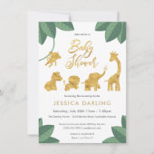 Goudsafari dierneutraal baby shower kaart (Voorkant)