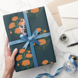 goudsbloem blauw inpakpapier