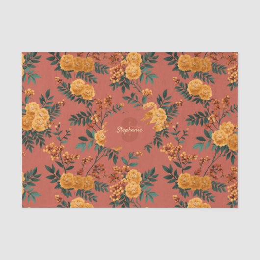 goudsbloem calendula bloemenpatroon tissuepapier (Voorkant)