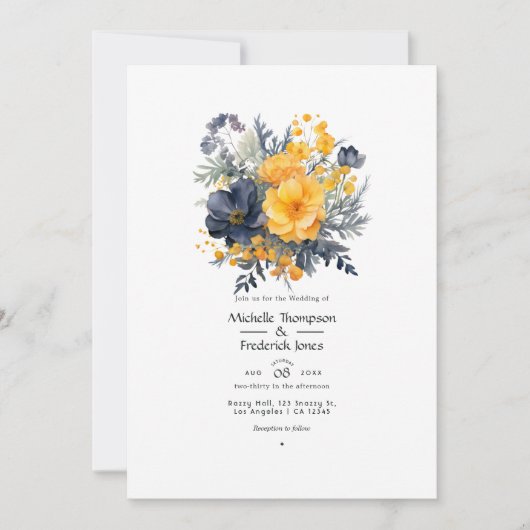 goudsbloem geel, marine blauw en leisteen grijs br kaart (Voorkant)