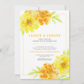 goudsbloem geel sinaasappel waterverf bloemen brui kaart (Voorkant)