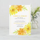 goudsbloem geel sinaasappel waterverf bloemen brui kaart (Staand voorkant)