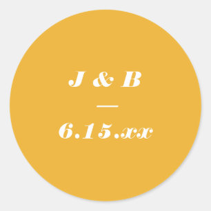Goudsbloem Geel Vet Cursief Monogram Bruiloft Ronde Sticker