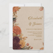 Goudsbloem Grens Rustieke Boho Herfst Bloemige Bru Kaart (Voorkant)