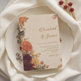 Goudsbloem Grens Rustieke Boho Herfst Bloemige Bru Kaart