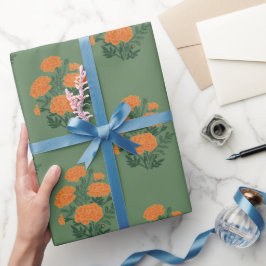 goudsbloem groen inpakpapier