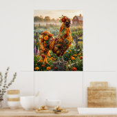 Goudsbloem Haan Zonsopgang Poster (Keuken)
